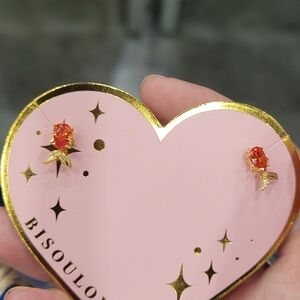 Bisoulovely Diamond Goldfish Stud earrings 14k gold, sterling silver